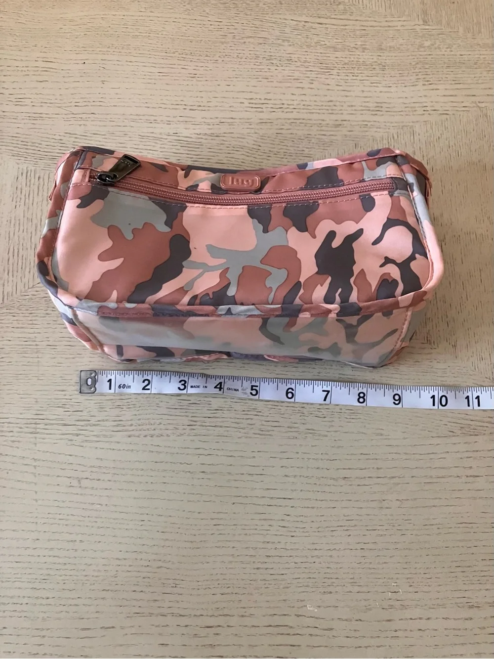 lug Parasail Pink Camo Nylon Cosmetic Bag with Front Zip